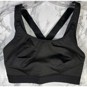 Time and Tru Nursing Sports Bra Black Cross Back Padded Size M